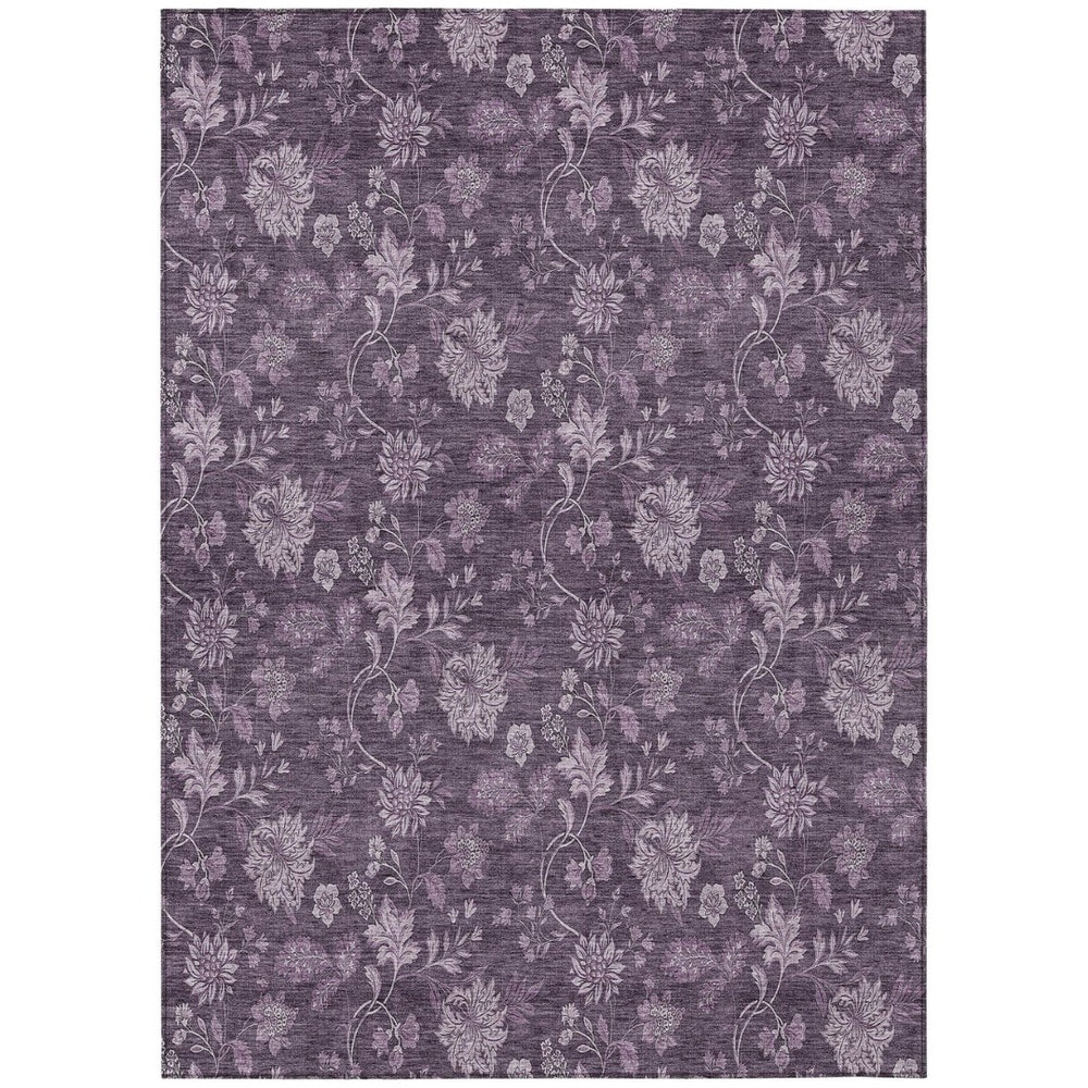 HomeRoots 5' Vibrant Floral Area Rug in Plum Purple & Lavender - Durable, Washable for Indoor & Outdoor Use 8' X 10' 581380