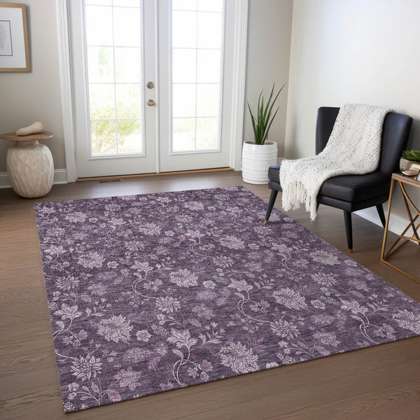 Homeroots 3' Brown Beige Chocolate Floral Rug - Washable Indoor Outdoor Area Rug For Versatile Spaces 9' X 12' Polyester 581381