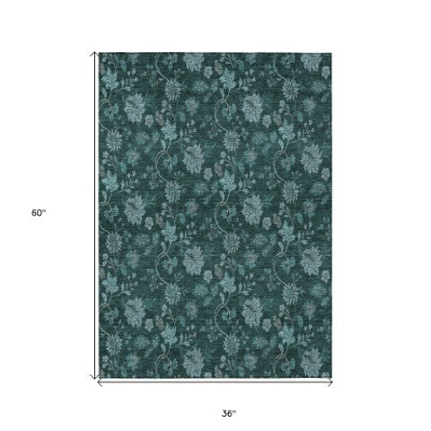 Homeroots 3' Brown Beige Chocolate Floral Rug - Washable Indoor Outdoor Area Rug For Versatile Spaces 3' X 5' Polyester 581383