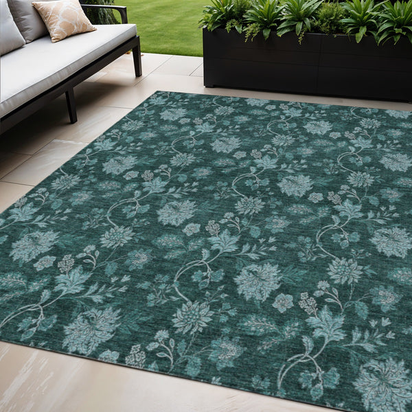 Homeroots 3' Brown Beige Chocolate Floral Rug - Washable Indoor Outdoor Area Rug For Versatile Spaces 5' X 8' Polyester 581384