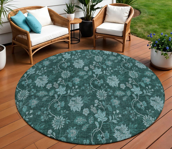 Homeroots 3' Brown Beige Chocolate Floral Rug - Washable Indoor Outdoor Area Rug For Versatile Spaces 8' Round Polyester 581385