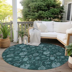 Homeroots 3' Brown Beige Chocolate Floral Rug - Washable Indoor Outdoor Area Rug For Versatile Spaces 8' Round Polyester 581385