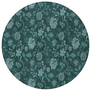 Homeroots 3' Brown Beige Chocolate Floral Rug - Washable Indoor Outdoor Area Rug For Versatile Spaces 8' Round Polyester 581385