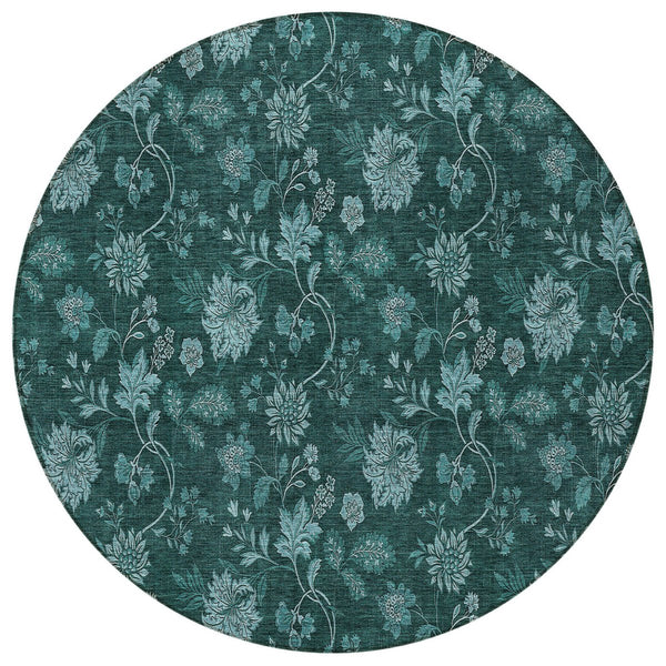 Homeroots 3' Brown Beige Chocolate Floral Rug - Washable Indoor Outdoor Area Rug For Versatile Spaces 8' Round Polyester 581385