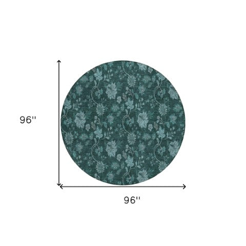 Homeroots 3' Brown Beige Chocolate Floral Rug - Washable Indoor Outdoor Area Rug For Versatile Spaces 8' Round Polyester 581385