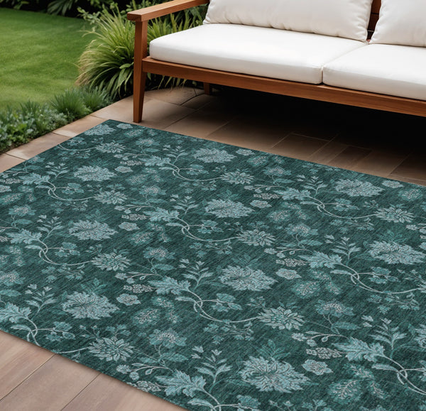 Homeroots 3' Brown Beige Chocolate Floral Rug - Washable Indoor Outdoor Area Rug For Versatile Spaces 8' X 10' Polyester 581386