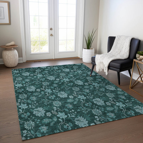 Homeroots 3' Brown Beige Chocolate Floral Rug - Washable Indoor Outdoor Area Rug For Versatile Spaces 8' X 10' Polyester 581386