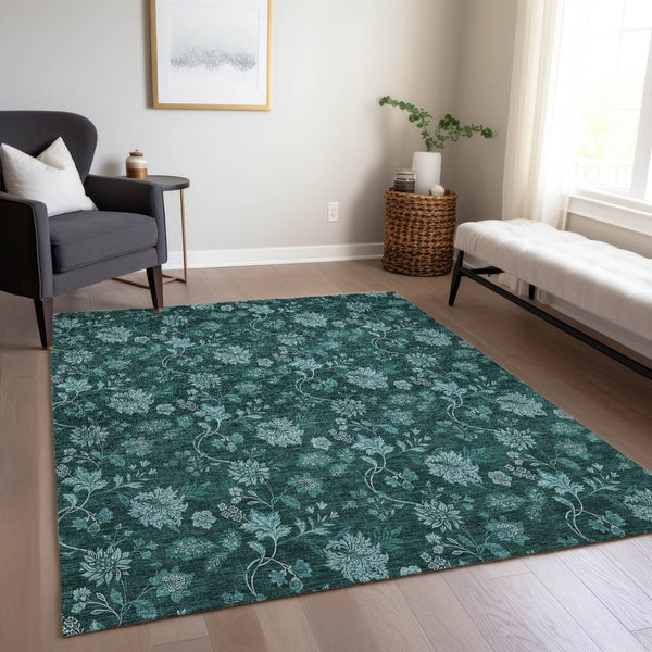 Homeroots 3' Brown Beige Chocolate Floral Rug - Washable Indoor Outdoor Area Rug For Versatile Spaces 10' X 14' Polyester 581388