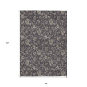 Homeroots 3' Brown Beige Chocolate Floral Rug - Washable Indoor Outdoor Area Rug For Versatile Spaces 3' X 5' Polyester 581389