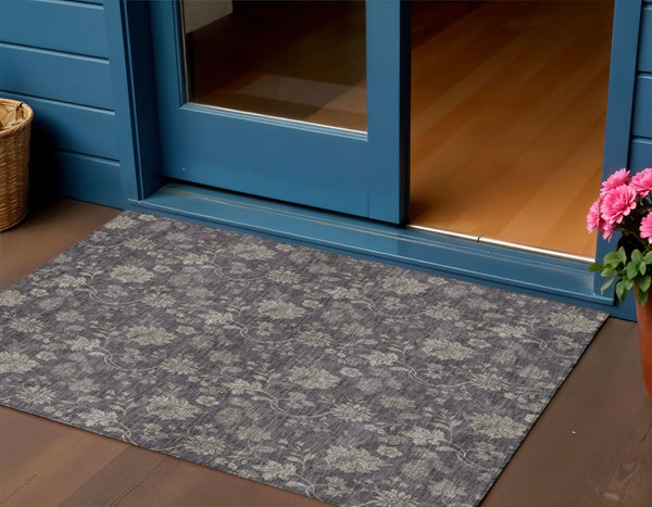 Homeroots 3' Brown Beige Chocolate Floral Rug - Washable Indoor Outdoor Area Rug For Versatile Spaces 3' X 5' Polyester 581389
