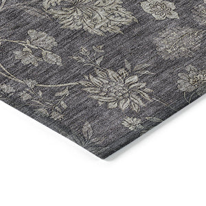 Homeroots 3' Brown Beige Chocolate Floral Rug - Washable Indoor Outdoor Area Rug For Versatile Spaces 5' X 8' Polyester 581390