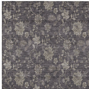 Homeroots 3' Brown Beige Chocolate Floral Rug - Washable Indoor Outdoor Area Rug For Versatile Spaces 5' X 8' Polyester 581390