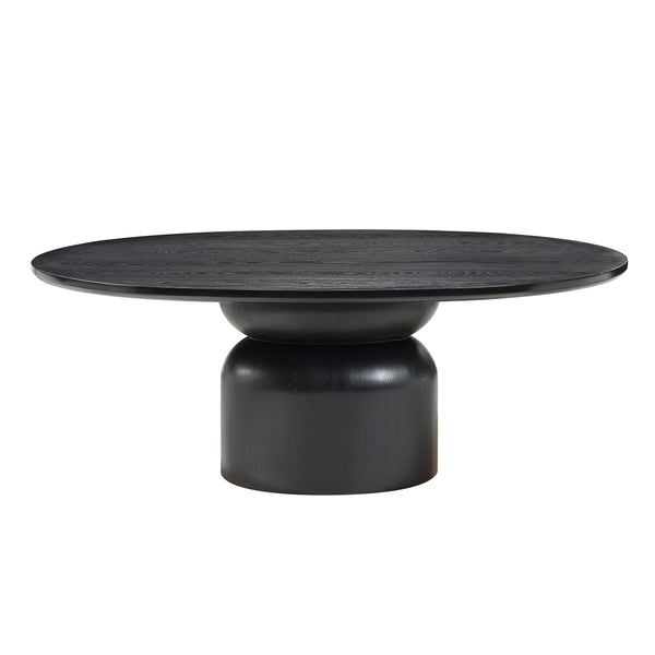 English Elm Marioly Contemporary Ash Veneer Dining Table in Black – 50mm MDF Top, 220lb Capacity, Sleek Design B2726S00476