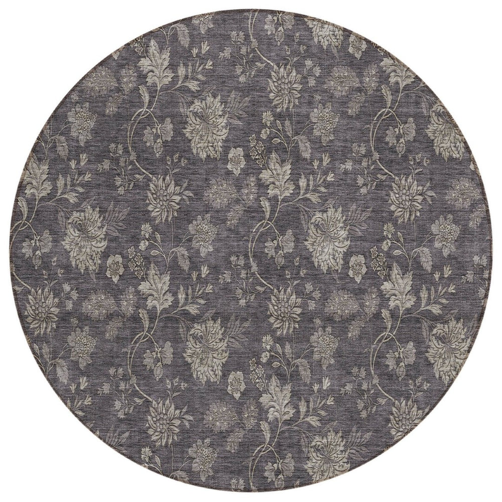 HomeRoots 5' Elegant Floral Area Rug – Durable, Washable for Indoor & Outdoor Use, Perfect for High-Traffic Areas 8' Round 581391