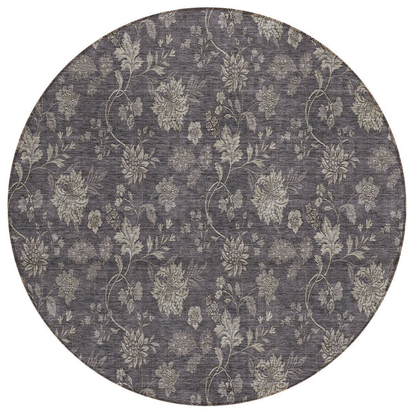 HomeRoots 5' Elegant Floral Area Rug – Durable, Washable for Indoor & Outdoor Use, Perfect for High-Traffic Areas 8' Round 581391
