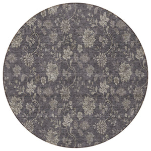 Homeroots 3' Brown Beige Chocolate Floral Rug - Washable Indoor Outdoor Area Rug For Versatile Spaces 8' Round Polyester 581391