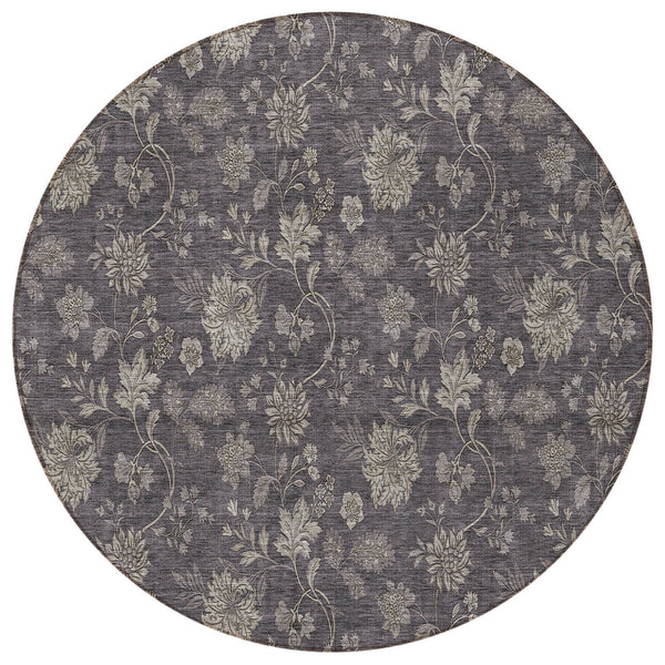 Homeroots 3' Brown Beige Chocolate Floral Rug - Washable Indoor Outdoor Area Rug For Versatile Spaces 8' Round Polyester 581391