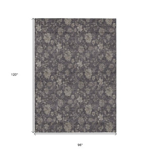 Homeroots 3' Brown Beige Chocolate Floral Rug - Washable Indoor Outdoor Area Rug For Versatile Spaces 8' X 10' Polyester 581392
