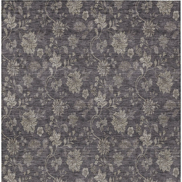 Homeroots 3' Brown Beige Chocolate Floral Rug - Washable Indoor Outdoor Area Rug For Versatile Spaces 8' X 10' Polyester 581392