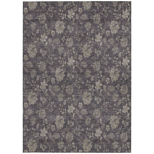 Homeroots 3' Brown Beige Chocolate Floral Rug - Washable Indoor Outdoor Area Rug For Versatile Spaces 9' X 12' Polyester 581393
