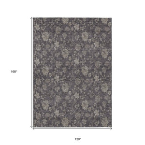 Homeroots 3' Brown Beige Chocolate Floral Rug - Washable Indoor Outdoor Area Rug For Versatile Spaces 10' X 14' Polyester 581394