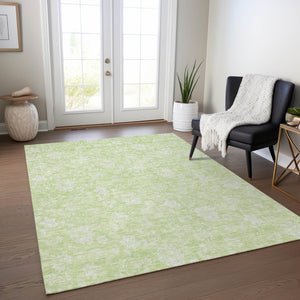 Homeroots 3' Artichoke Green Floral Washable Area Rug - Perfect For Indoor & Outdoor Spaces, Stain Resistant 3' X 5' Polyester 581395