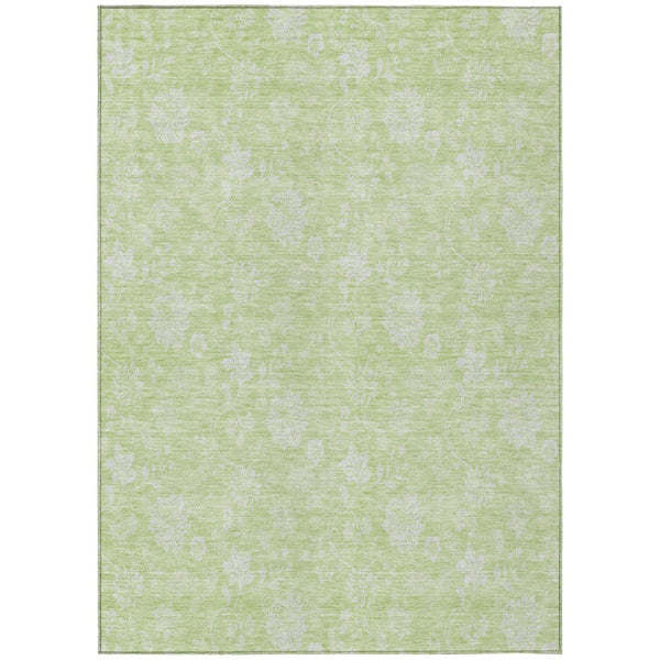 HomeRoots 5' Floral Washable Area Rug in Artichoke Green, Mint Green & Ivory for Indoor & Outdoor Use 5' X 8' 581396