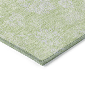 HomeRoots 5' Floral Washable Area Rug in Artichoke Green, Mint Green & Ivory for Indoor & Outdoor Use 5' X 8' 581396
