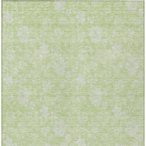 Homeroots 3' Artichoke Green Floral Washable Area Rug - Perfect For Indoor & Outdoor Spaces, Stain Resistant 5' X 8' Polyester 581396