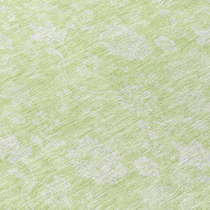Homeroots 3' Artichoke Green Floral Washable Area Rug - Perfect For Indoor & Outdoor Spaces, Stain Resistant 8' Round Polyester 581397