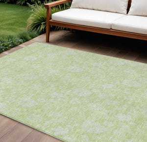 Homeroots 3' Artichoke Green Floral Washable Area Rug - Perfect For Indoor & Outdoor Spaces, Stain Resistant 8' X 10' Polyester 581398