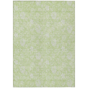 HomeRoots 5' Floral Washable Area Rug in Artichoke Green, Mint Green & Ivory for Indoor & Outdoor Use 8' X 10' 581398