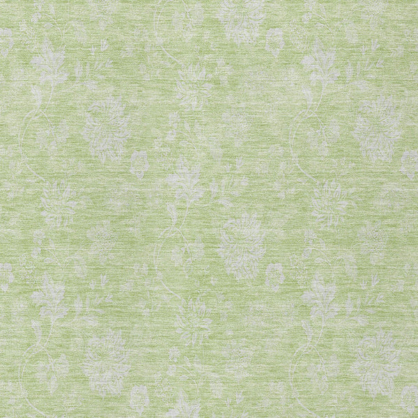 Homeroots 3' Artichoke Green Floral Washable Area Rug - Perfect For Indoor & Outdoor Spaces, Stain Resistant 9' X 12' Polyester 581399