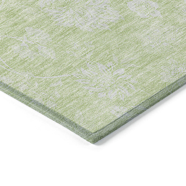 Homeroots 3' Artichoke Green Floral Washable Area Rug - Perfect For Indoor & Outdoor Spaces, Stain Resistant 9' X 12' Polyester 581399