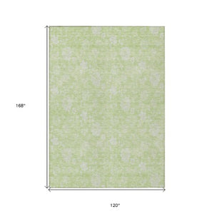 Homeroots 3' Artichoke Green Floral Washable Area Rug - Perfect For Indoor & Outdoor Spaces, Stain Resistant 10' X 14' Polyester 581400