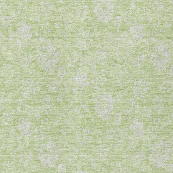 Homeroots 3' Artichoke Green Floral Washable Area Rug - Perfect For Indoor & Outdoor Spaces, Stain Resistant 10' X 14' Polyester 581400