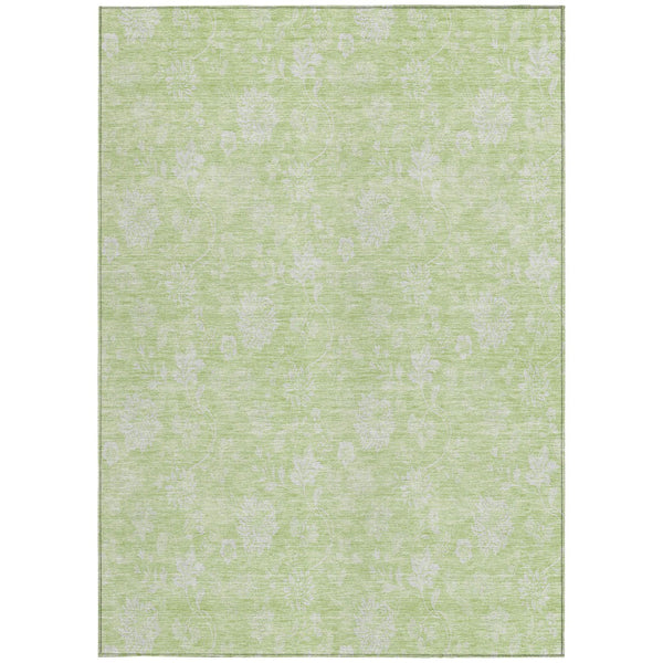 Homeroots 3' Artichoke Green Floral Washable Area Rug - Perfect For Indoor & Outdoor Spaces, Stain Resistant 10' X 14' Polyester 581400