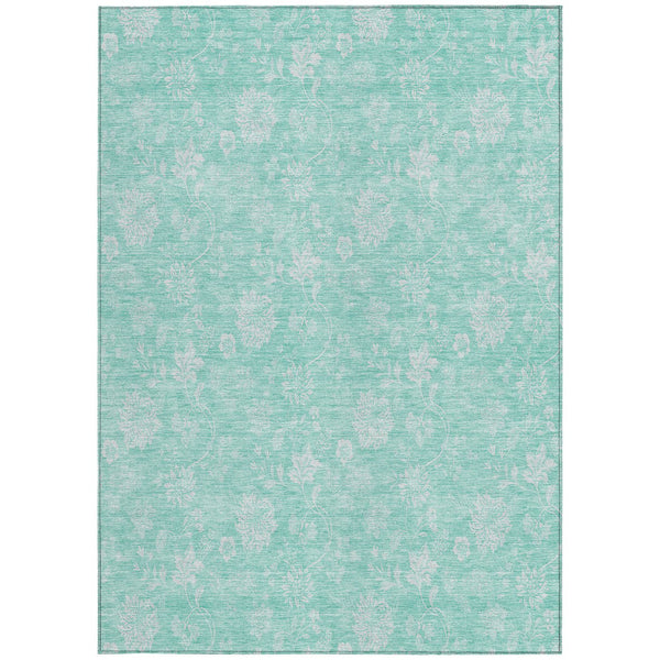 Homeroots 3' Artichoke Green Floral Washable Area Rug - Perfect For Indoor & Outdoor Spaces, Stain Resistant 3' X 5' Polyester 581401