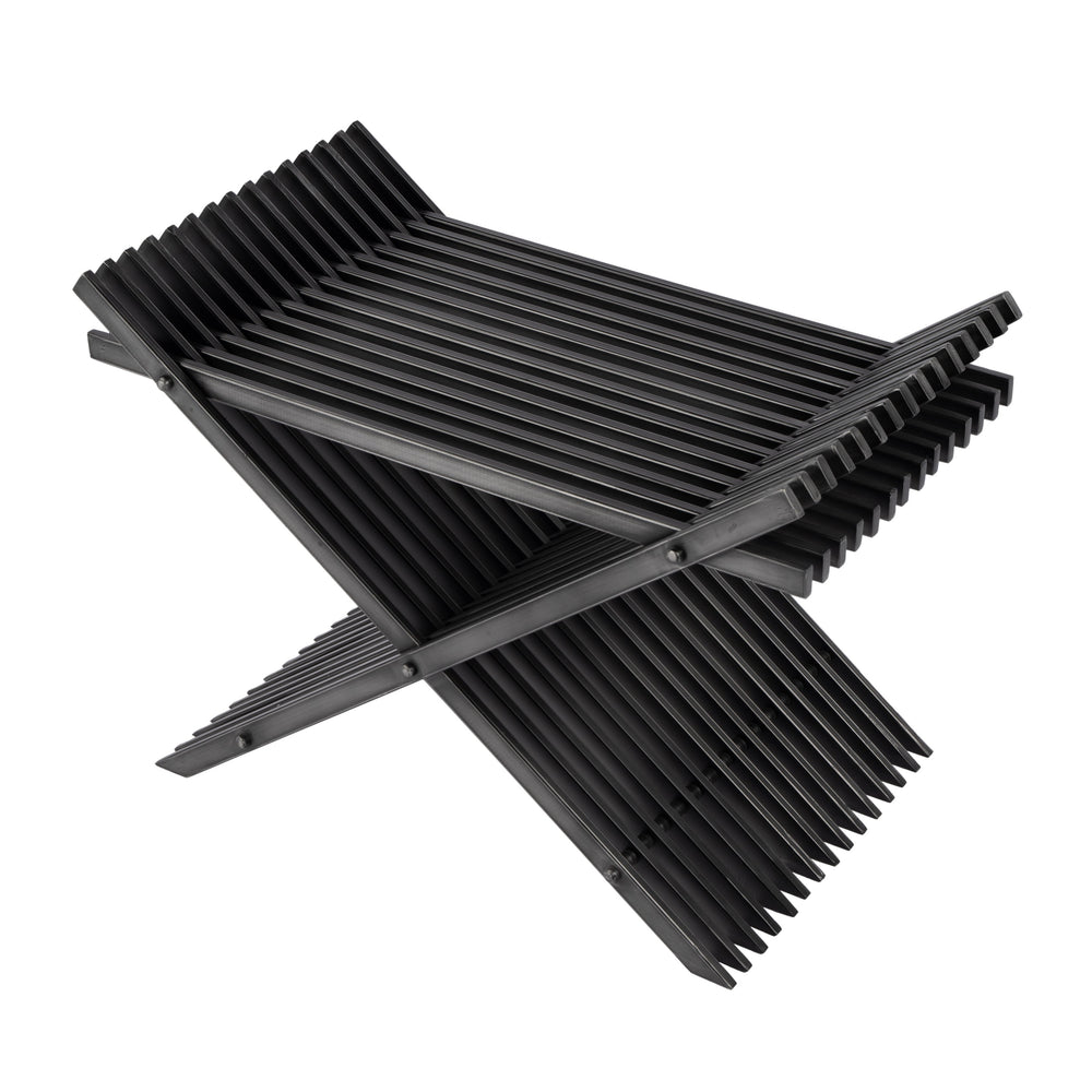 Butler Specialty Lucan Distressed Iron Slatted Stool With X-cross Base - Elevate Your Space With Timeless Elegance Black Iron 5814025-butler