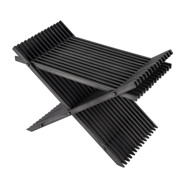 Butler Specialty Lucan Distressed Iron Slatted Stool With X-cross Base - Elevate Your Space With Timeless Elegance Black Iron 5814025-butler