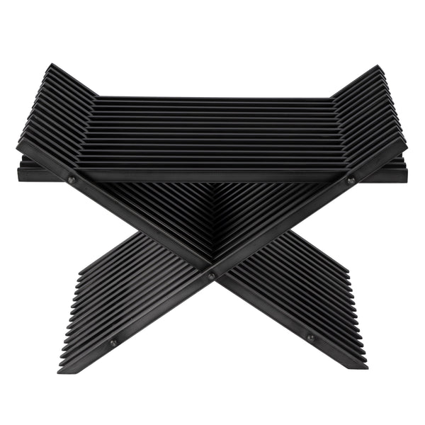 Butler Specialty Lucan Distressed Iron Slatted Stool With X-cross Base - Elevate Your Space With Timeless Elegance Black Iron 5814025-butler