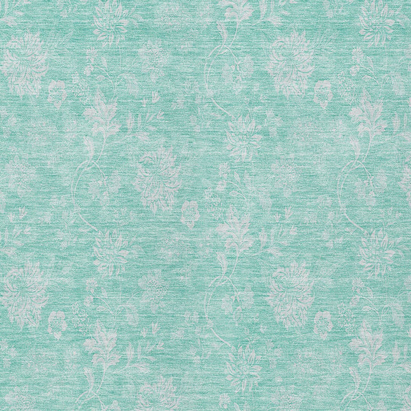 Homeroots 3' Artichoke Green Floral Washable Area Rug - Perfect For Indoor & Outdoor Spaces, Stain Resistant 5' X 8' Polyester 581402