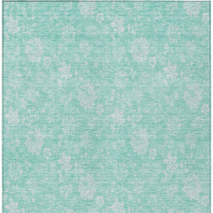 Homeroots 3' Artichoke Green Floral Washable Area Rug - Perfect For Indoor & Outdoor Spaces, Stain Resistant 5' X 8' Polyester 581402