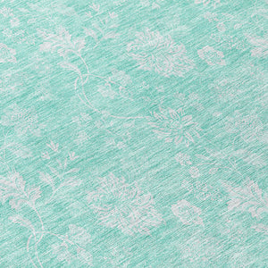 Homeroots 3' Artichoke Green Floral Washable Area Rug - Perfect For Indoor & Outdoor Spaces, Stain Resistant 8' Round Polyester 581403