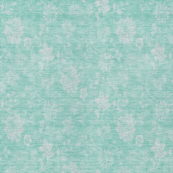 Homeroots 3' Artichoke Green Floral Washable Area Rug - Perfect For Indoor & Outdoor Spaces, Stain Resistant 8' X 10' Polyester 581404