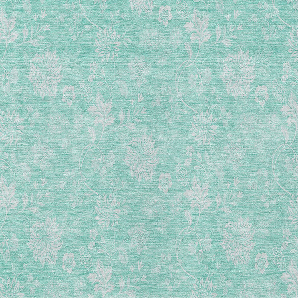 Homeroots 3' Artichoke Green Floral Washable Area Rug - Perfect For Indoor & Outdoor Spaces, Stain Resistant 9' X 12' Polyester 581405