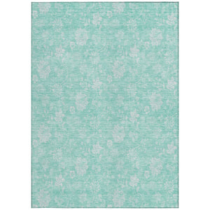 Homeroots 3' Artichoke Green Floral Washable Area Rug - Perfect For Indoor & Outdoor Spaces, Stain Resistant 9' X 12' Polyester 581405