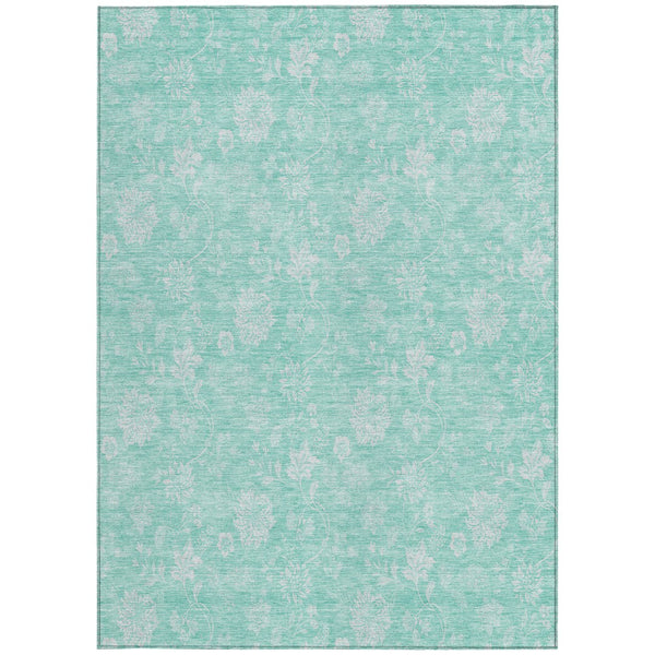 Homeroots 3' Artichoke Green Floral Washable Area Rug - Perfect For Indoor & Outdoor Spaces, Stain Resistant 10' X 14' Polyester 581406