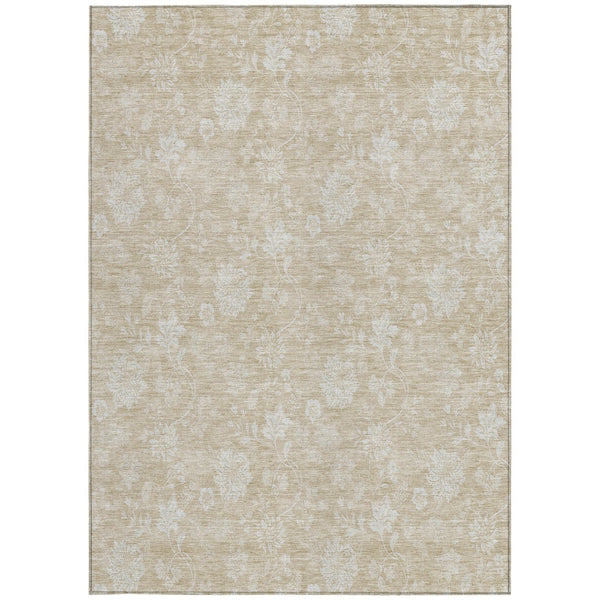 Homeroots 3' Artichoke Green Floral Washable Area Rug - Perfect For Indoor & Outdoor Spaces, Stain Resistant 5' X 8' Polyester 581408