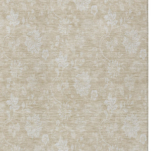 Homeroots 3' Artichoke Green Floral Washable Area Rug - Perfect For Indoor & Outdoor Spaces, Stain Resistant 5' X 8' Polyester 581408